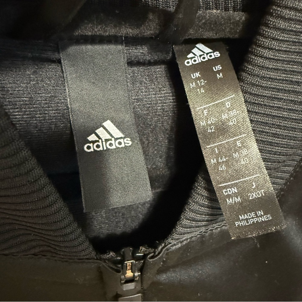 ADIDAS Satin Sherpa Black Bomber Jacket Size Medium - Picture 4 of 16